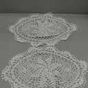 White Handmade Crochet Cotton Table mats Lace Doilies Doily Oval Lace Placemats 11 by 15 Inches 2PC.