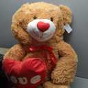 MorisMos Love Heart Giant Teddy Bear 4.3ft, I Love You Large Bear for Girlfriend, Soft Valentine Stuffed Animals Plush Gift for Boyfriend, Brown, 51Inch