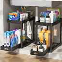 POUGNY 2 Pack Pull-Out Storage Organizers, Under Sink Organizer and Storage for Bathroom & Kitchen,Multi-Purpose Under Cabinet Organizers and storage Black