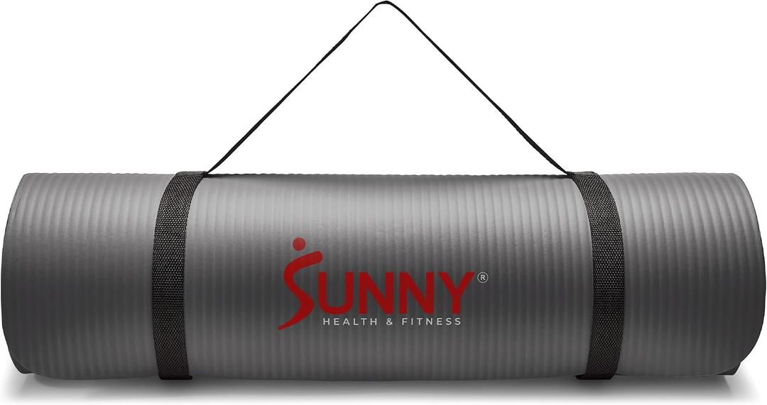 Sunny Health & Fitness Non-Slip Yoga Mat Durable, Anti-Tear, Lightweight, Cushioned Support for Yoga, Pilates, Stretching Exercises, Meditation and Floor Workouts | Multiple Sizes & Colors