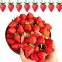 50 Pieces Artificial Red Strawberry Decor 1.3inch Fake Fruit Plastic Strawberries Lifelike Desktop Center Fake Strawberries Decorations,for Home Kitchen Party Decor Photography Prop