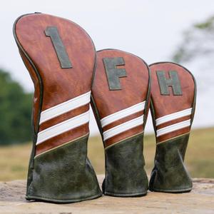 Craftsman Golf Club Head Covers 3pcs or 1pc Classic Brown Golf Headcovers Set Golf Club Headcovers for Driver Fairway Utility/Hybrid Woods Headcovers