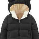 ANHDM Toddler Girl Winter Coat Baby Boys Fleece Warm Cute Bear Ear Hooded Jacket Clothes Size 110