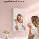 SONGMICS Mirror Jewelry Cabinet Armoire with Built-in LED Lights, Wall or Door Mounted Jewelry Storage Organizer, 3.8 x 14.6 x 26.4 Inches Hanging Mirror Cabinet, Gift Idea, White UJJC050W01