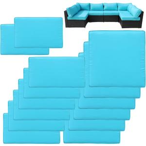 14Pcs Patio Cushion Covers Replacement Splashproof UV-Resistant Inelastic Covers with Zippers, Max Compatible 23.6x23.6x3.9 inch Patio Cushion, for 7 Pcs Outdoor Patio Furniture Sets