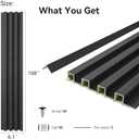8-Pack WPC Wall Panels 108’’ x 6.1’’ 3D Slat Wall Panel Acoustic Wall Paneling for Interior Wall Decor TV Background Kitchen Bedroom Black
