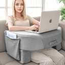 LEBENGURU Reading Pillow for Laptop, Extra Large Armrest Gaming Pillow for Working, Hight Adjustable Lap Desk Pillow for Adult Sitting in Bed, Floor, Sofa (Grey)