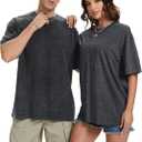 rosemia Oversized Tshirts for Men Vintage Short Sleeve Shirts Acid Wash Basic Tees (Black, S)