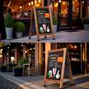 SELEAD Solid Wood A-Frame Chalkboard - 30" x 20" Magnetic Sandwich Board Signs Outdoor Standing Chalk Board Easel Sidewalk Pizarra for Menu, Business, Wedding - Rustic Brown