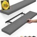 BAYKA Floating Shelves Grey, 22.5 inch Rustic Wood Wall Mounted Shelves for Bathroom, Bedroom, Living Room, Kitchen, Hanging Shelf for Books/Storage/Decor (Gray,Set of 2) (D. Grey - Industrial Edge Style)