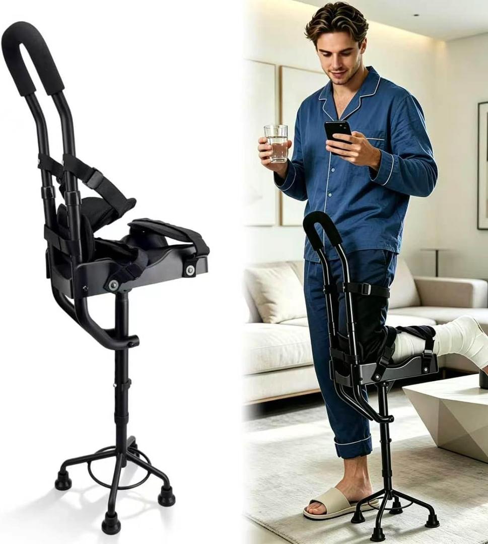 Hands Free Knee Crutch – Universal for Left & Right Feet, Adjustable Knee Crutches for Adults, Peg Leg Crutch for Injured Foot, for Adults for Foot Surgery