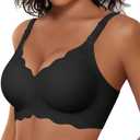 Vertvie Seamless Comfort Wireless Bras with Full Support and Lift No Underwire Push Up Bra Full Coverage Braletts (XX-Large,Black)