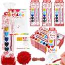 24 Set Valentine's Day Gifts for Kids Watercolor Paint Sets with Cards Heart Shaped Watercolor Paint Sets for Kids Class Valentines Party Favors School Classroom Exchanges Gift(Lovely Style)