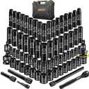BOEN 1/2" Drive Impact Socket Set, 72 Piece Standard SAE (5/16"-1-1/4") & Metric (8-24 mm), Deep & Shallow Kit | Includes Ratchet Handle & Adapters | 3 ", 5", 10" Extension Bar