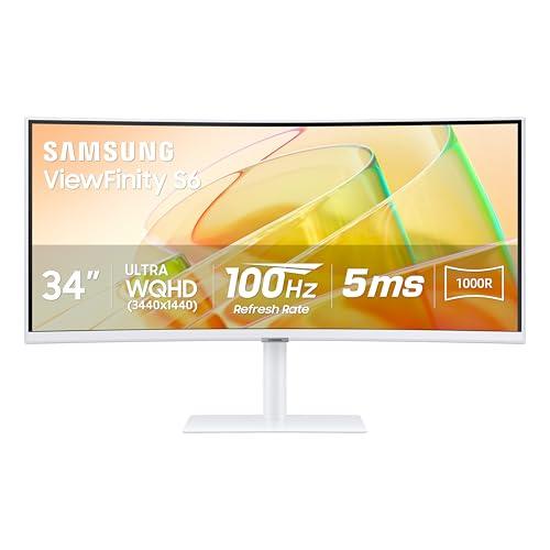 SAMSUNG 34” ViewFinity S65TC Series Ultra-WQHD 1000R Curved Computer Monitor, HDR10, 100Hz, AMD FreeSync, Thunderbolt 4, Height Adjustable Stand, Built-in Speakers, Eye Care, LS34C650TANXGO, 2024