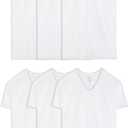 Fruit of the Loom Men's Eversoft Cotton Stay Tucked V-Neck T-Shirt (3X-Large Tall, Tall Man - White - 6 Pack)