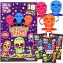 2 x Halloween Day of the Dead Sugar Skull Lollipop Rings, Dia De Los Muertos Individually Wrapped Candy, Box of 18