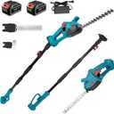 Pole Hedge Trimmer, Telescoping Pole Hedge Trimmer with 2 Pack 20V 3.0Ah Batteries & Charger, 1.3" Cutting Capacity, Cordless Hedge Trimmer for Shrubs Pruning