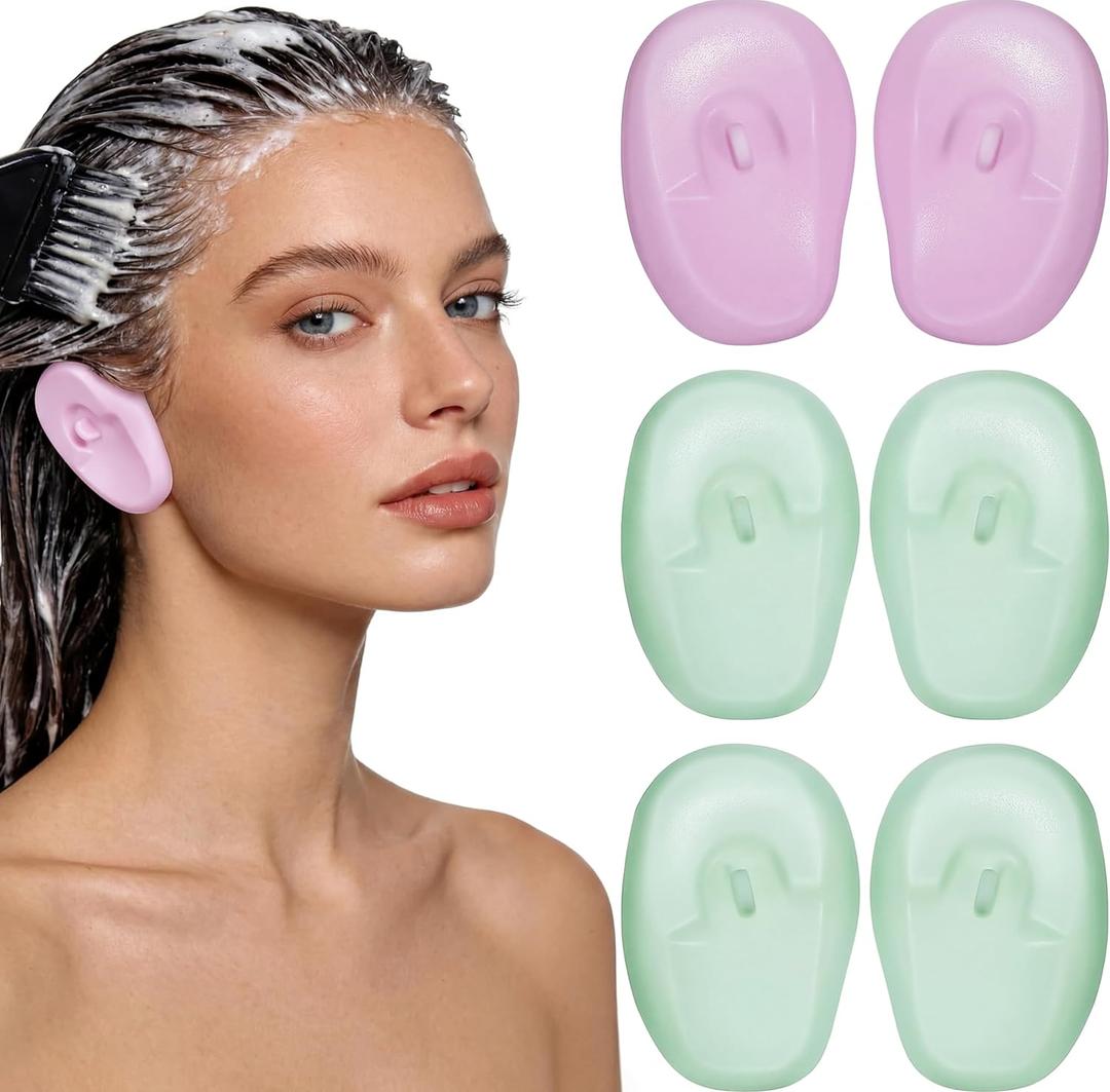 Beavorty Ear Covers for Shower Hair Dryer & Dye,3 Pair Silicone Ear Protectors Guard Shieds Waterproof Earmuffs for Hairdressing Bathing Anti Staining from The Dye