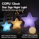 12-inch LED Star Sign Night Light, Fun & Cute Stars Mood Lamp for Kids, 16 RGB Colors & 4 Modes, Rechargeable, Waterproof Star Shaped Desk Table Lamp W/Remote for Bedroom Wedding Party Decor