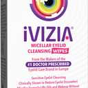 iVIZIA Eyelid Cleansing Wipes for Sensitive Eyelid Cleansing, Preservative Free, Micellar, No Rinse, Gentle Eye Makeup Remover, 20 Sterile Single Use Wipes for Eyelids