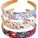 2 x Chunx 6pcs 25mm Floral Headbands for Girls Women Plain Hairbands Non Slip Hard Hair Hoops Headwear for Hair