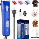 Professional Dog Grooming Electric Corded Clipper Super 2-Speed,Low Noise,Cool & Quiet Running Design for Thick Heavy Coats,Dogs,Cats and Other Animal (Blue)