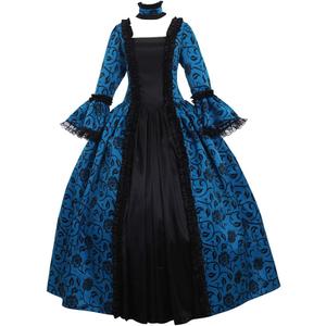 1791's lady Women's Victorian Rococo Dress Inspration Maiden Costume, X-Small, Blue