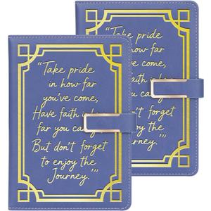 2 Pack Lined Journal Notebook for Women Men, A5 Hardcover Leather Journals with 400 Pages 80 GSM Thick for School Office Writing Business Travel, College Ruled Notebooks with Magnetic Buckle (Purple)