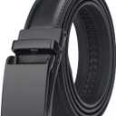 HIMI Men's Comfort Genuine Leather Ratchet Dress Belt with Automatic Click Buckle (Suit Pant Size 28"-44", Style 2 -Black)