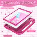 BMOUO Kids Case for iPad 9th/8th/7th Generation (iPad 10.2 Inch, 2021/2020/2019) with Built-in Screen Protector, Durable Shockproof Handle Stand iPad 9th 8th 7th Generation Case for Kids, Rose