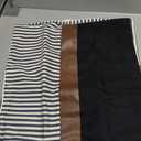 Set of 2 Farmhouse Decor Stripe Patchwork Black Linen Throw Pillow Covers, Modern Tan Faux Leather Accent Pillow Covers 18x18 inch,Navy Blue Stripe