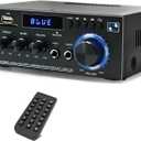 AK45 Stereo Home Audio Amplifier, 5.0 Mini Bluetooth Receiver, 300W *2 Blutooth HiFi Stereo Power Amplifier 2.0 Channel RMS 40W x 2 Home Stereo System with Remote Control Amp W/MIC,USB, RCA,FM Radio