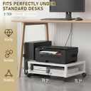 Zonon 2 Tier Printer Stand Under Desk with Wheels, Open Shelf Style, White