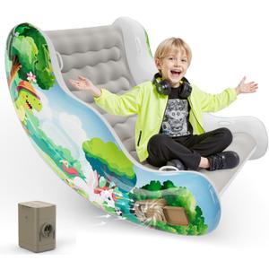 Sensory Chair for Kids, Inflatable Rocking Chair for Kids with Autism & ADHD, Air Cloud Rocker for Toddler as 3 4 5 6 7 8 Year Old Boy Girl Gifts, Autism Sensory Products Training Body Coordination (Grey)