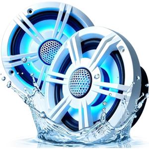 5.25" 600W Marine Speakers, IP66 Waterproof Boat Stereo Speakers with LED Lights, 2-Way Coaxial Audio, Y35 Woofer, UV & Salt Spray Resistant (Pair, White)