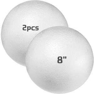 Large Styrofoam Balls 8 Inch,2PC White Foam Balls for Crafts, Giant Foam Balls Smooth Solid Round Balls for Arts and Craft Project as Christmas DIY Ornaments (Styrofoam Balls 8in-2pc)