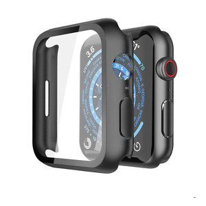 Pack Of 2 Misxi 2 Pack Hard PC Case with Tempered Glass Screen Protector Compatible with Apple Watch Series 9 (2023) Series 8 Series 7 45mm, Ultra-Thin Scratch Resistant Cover for iWatch S9/S8/S7, Black