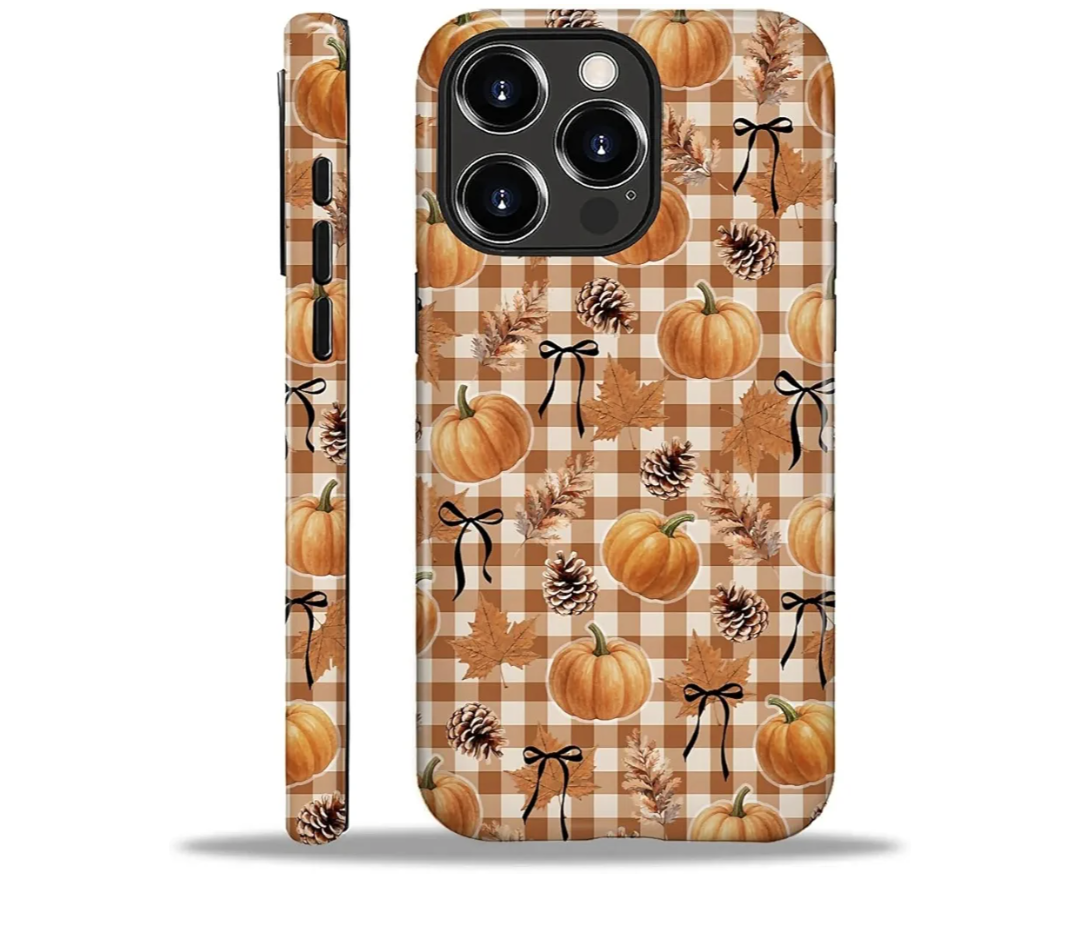 Case Compatible with iPhone 16 Pro Max - Hybrid Durable Shockproof Phone Cover, Phone Cases for Woman Girl Boy Man - Autumn Pumpkin Bow