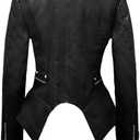 Olivia Miller Women's Fashion Faux Leather Biker Jacket Rivet Lapel Shaping Moto Outerwear (Black)