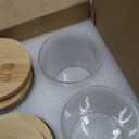 4 Pack Glass Qtip Holder Dispenser Set - Apothecary Jars with Lids for Vanity Makeup Organizer - Bathroom Canister Storage Organizer for Cotton Ball, Swab, Round Pads, Floss