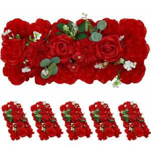 QinmiGarden Artificial Flower Arch 10 Pack Red Floral Swags for Wedding Décor, Elegant Faux Flowers Arrangement for Archways Party Backdrop, Home Wall Decoration and Table Centerpieces