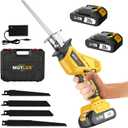 Cordless Reciprocating Saw, Electric Saw with Battery and Charger, 20V Battery Power Saws, 0-3500 SPM Variable Speed, Tool-Free Change, 4 PCS Blades for Wood PVC Metal Pipe Tree Cutting, 2 Batteries