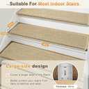 SMILOOL Bullnose Carpet Stair Treads Non Slip for Wooden Steps Indoor, 9.5" x 35" 14 Pieces, Extra Wide Bull Nose Carpet Runners for Wood Stairs, Step Covers, Stair Tread Rugs, Washable, Beige