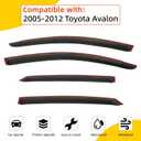 Rain Guards Compatible with 2005-2012 Toyota Avalon Tape-On Side Window Visor Wind Deflector Vent Visors Car Accessories 4pcs