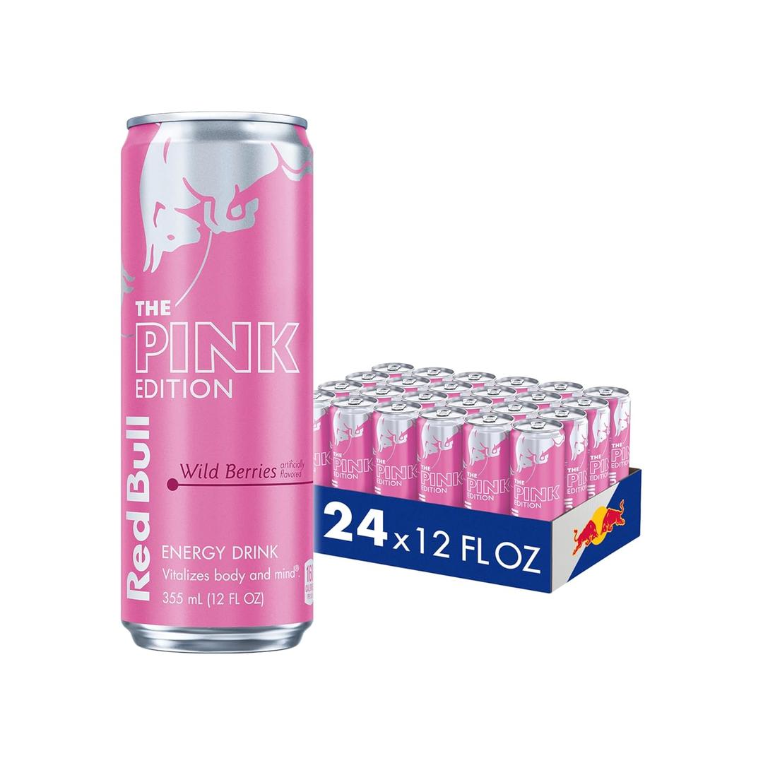 Red Bull Wild Berries, Pink Edition, with 114 mg Caffeine plus Taurine & B Vitamins, 12 Fl Oz, Pack of 24 Cans (BBD 06-02-2026)