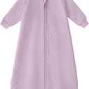 Yoofoss Baby Sleep Sack 12-18 Months 1.0 Tog Long Sleeve Sleep Sack Organic Cotton Wearable Blanket for Toddlers 2-Way Zipper Quilted Sleeping Sacks(Large) (Purple)