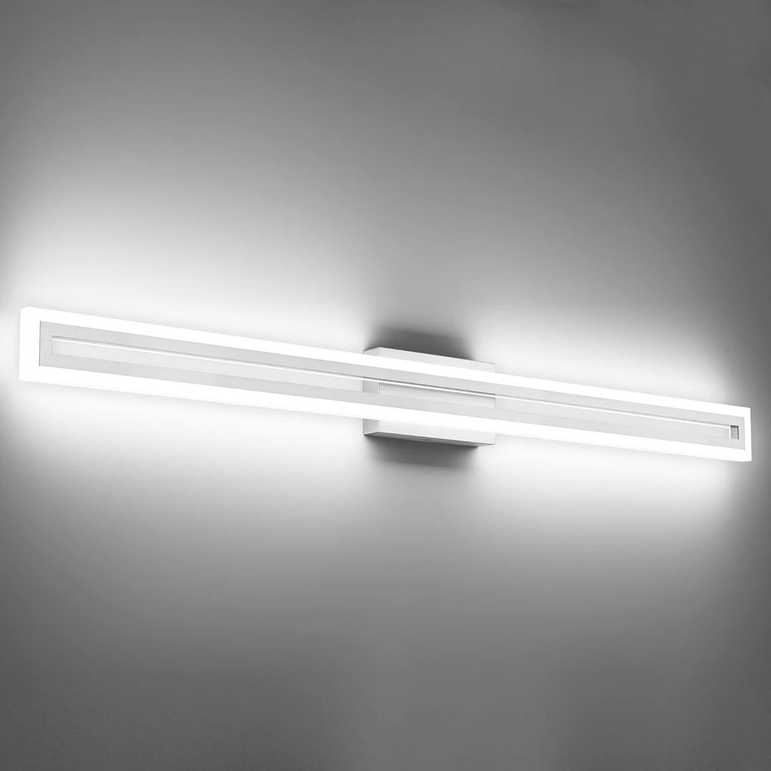 SOLFART Bathroom Vanity Light Fixtures 48 Inch Led Brushed Nickel Bathroom Light Fixtures 6000K