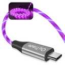 OuTrade USB Type C Cable, 3A LED Light Up Fast Charge Cord Compatible with Samsung Galaxy S20/S10/S9/S8, LG V40, USB-C to USB-A Fast Charging C Cables (Purple, 3 ft)