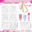 Pajean 24 Sets Valentines Day Gifts Watercolor Paint Set with Paintbrush Wooden Easel Mini Painting Canvas Panel Valentines Craft Exchange Gifts for Paint and Sip Supplies (Unicorn)